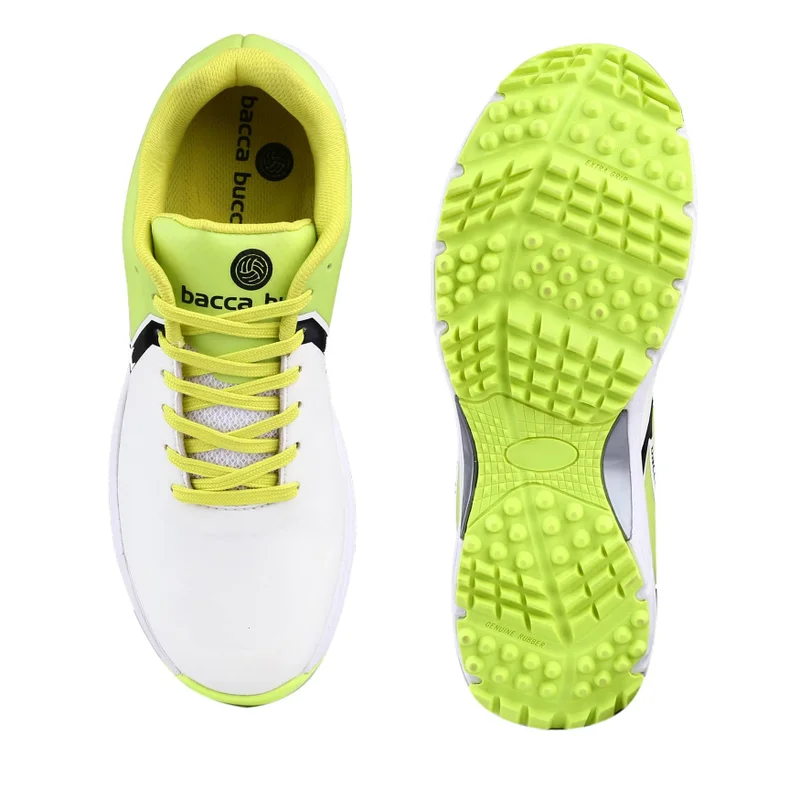 Bacca Bucci White Green Centurion Glide Dynamic FlexFit Elite Cricket Shoes for Men | Best Price UAE